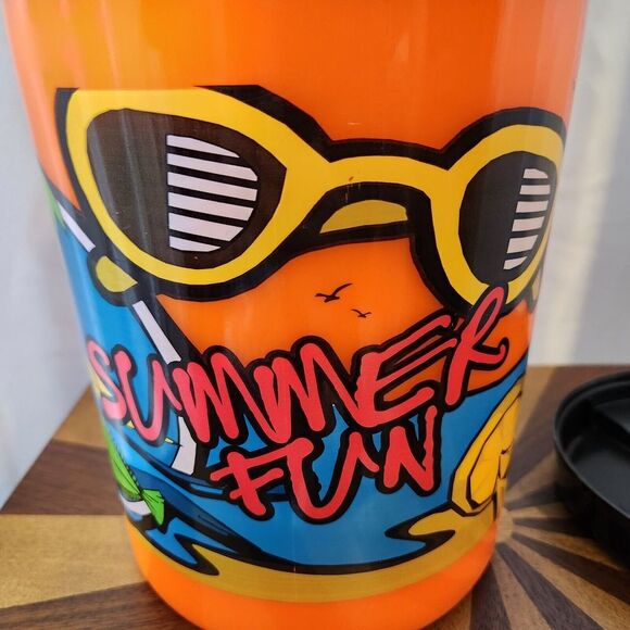 Vintage Retro Betras USA Big Mug Water Bottle Summer Fun Neon Orange Beach 52 Oz - Picture 4 of 13